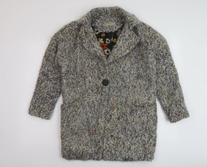 Trucco Womens Grey Overcoat Coat Size 8 Button