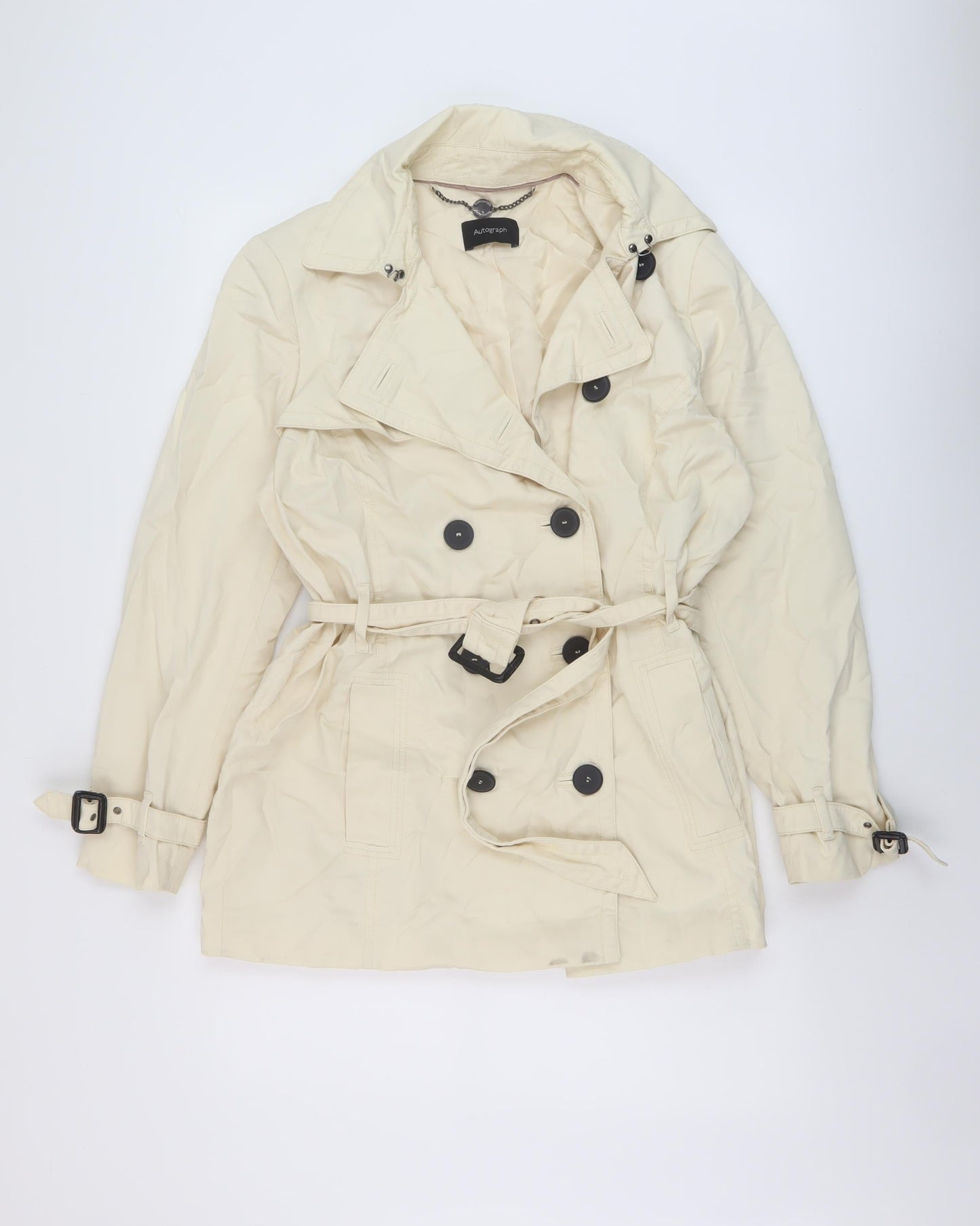 Autograph Womens Beige Jacket Size 14 Button