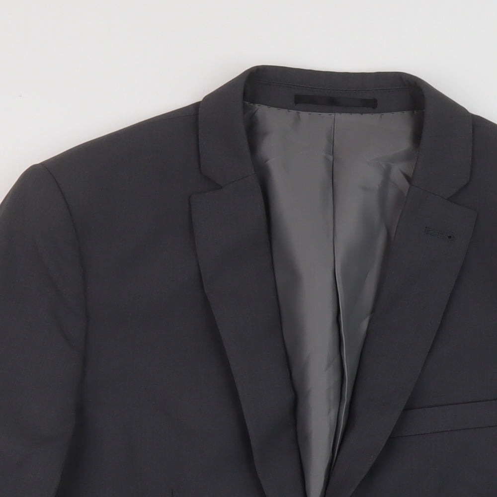 Mens UK Size 38 Topman Regular Grey Suit Jacket