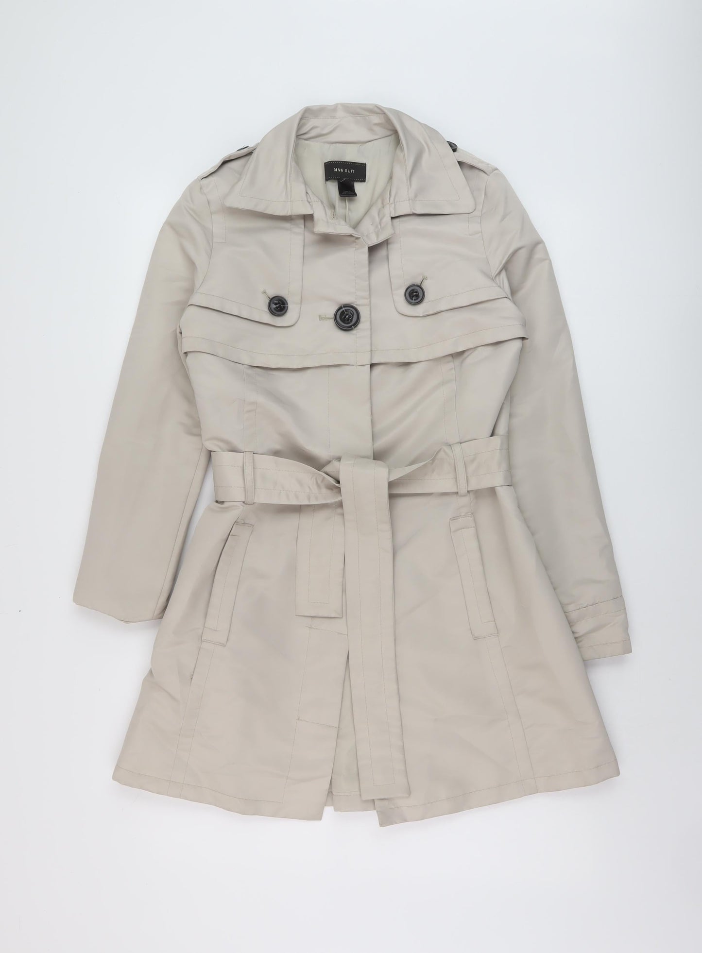 Womens UK Size S Mango Beige Overcoat