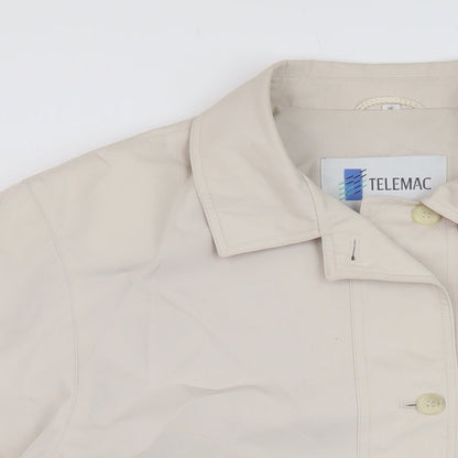 Telemac Womens Beige Overcoat Coat Size 16 Button