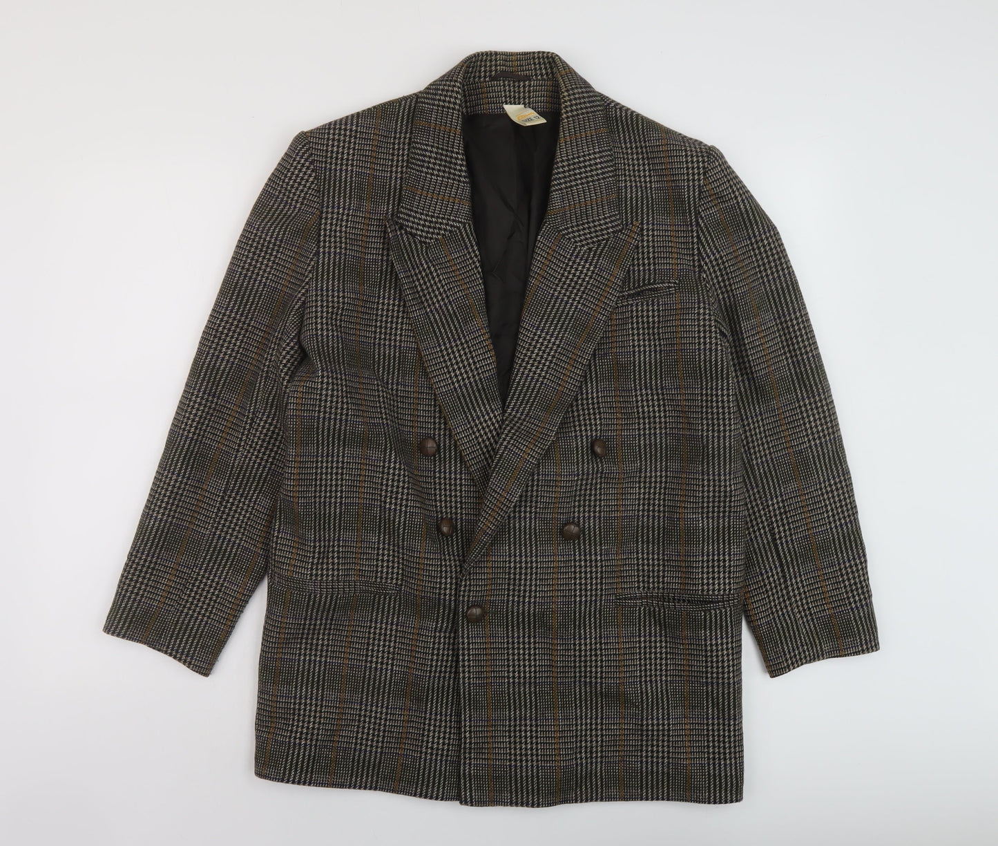 Etam Womens Brown Plaid Jacket Size 12 Button