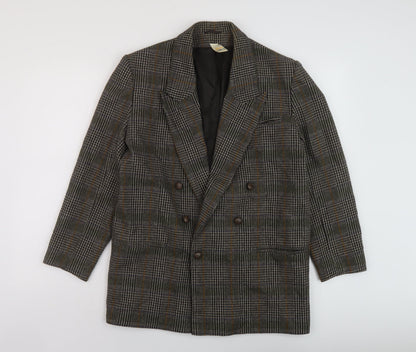 Etam Womens Brown Plaid Jacket Size 12 Button