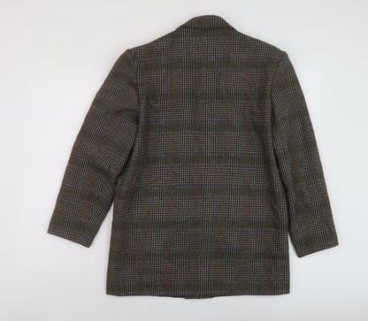 Etam Womens Brown Plaid Jacket Size 12 Button