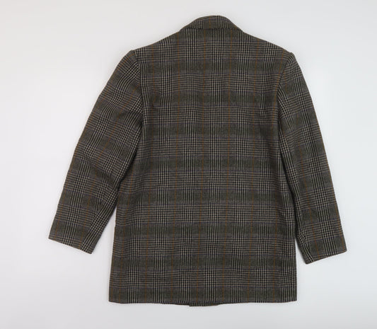 Etam Womens Brown Plaid Jacket Size 12 Button
