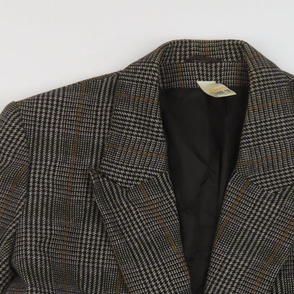 Etam Womens Brown Plaid Jacket Size 12 Button