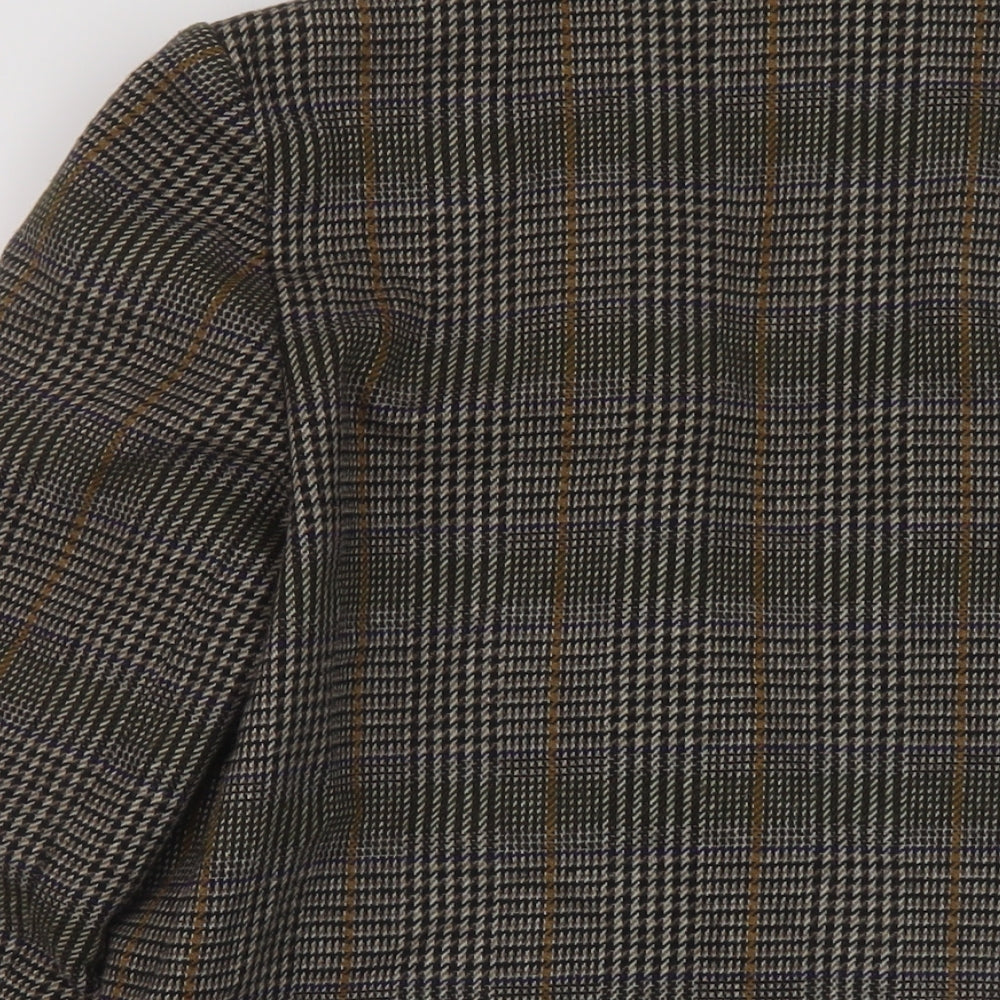 Etam Womens Brown Plaid Jacket Size 12 Button