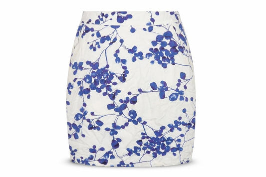 Houles Womens White Geometric Linen A-Line Skirt Size 6 Zip