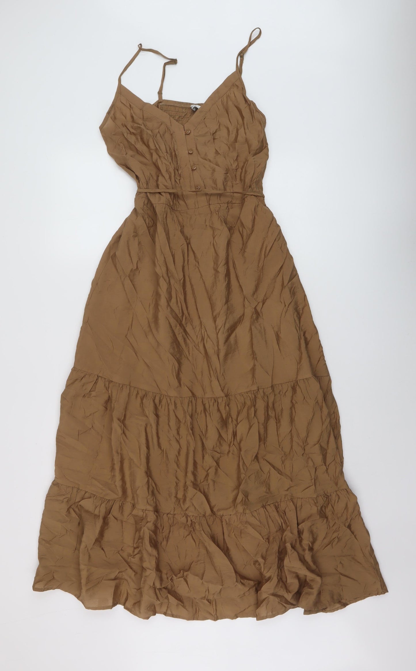 Only Womens Brown Polyester A-Line Size M V-Neck Pullover