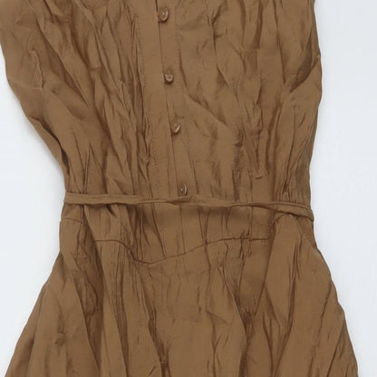 Only Womens Brown Polyester A-Line Size M V-Neck Pullover