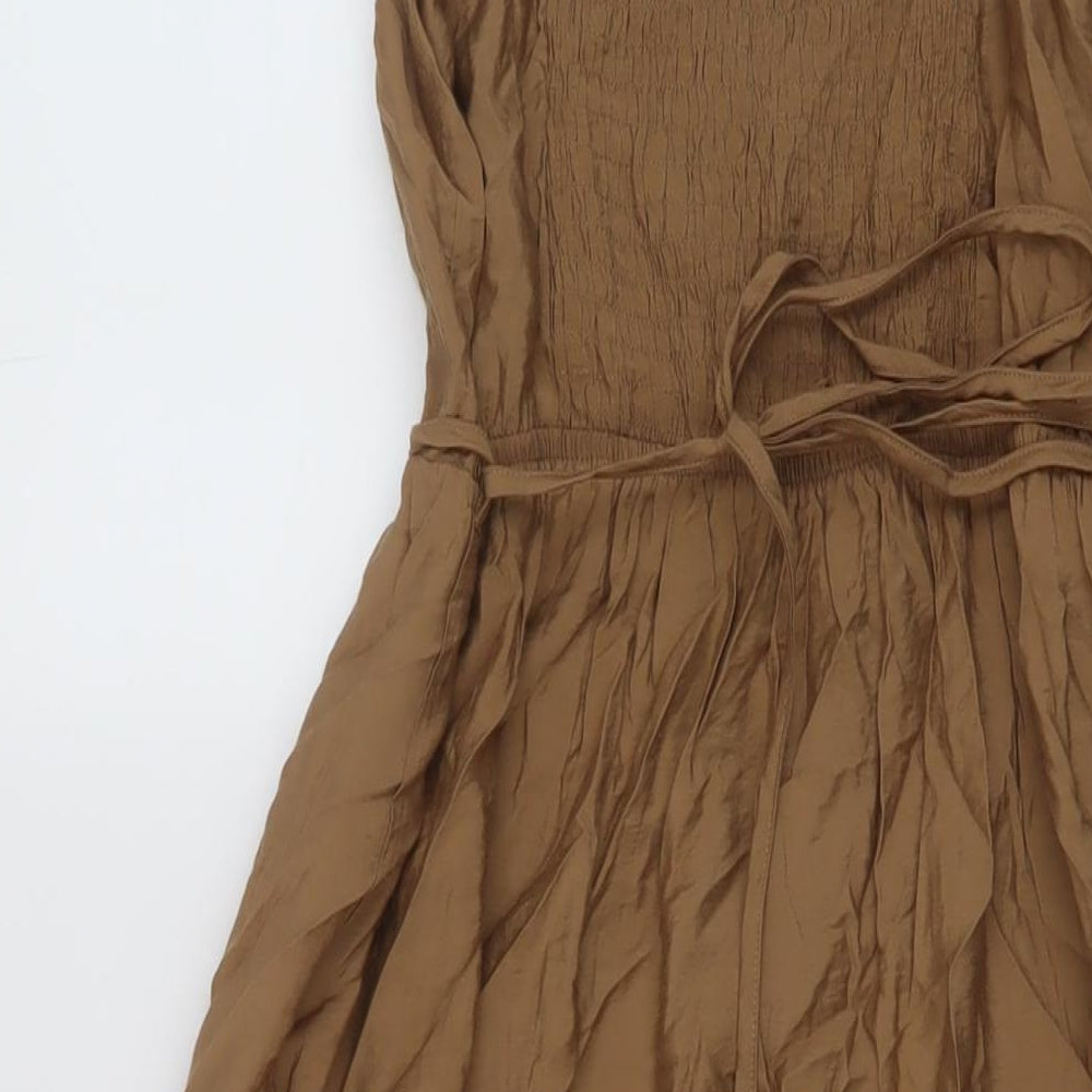 Only Womens Brown Polyester A-Line Size M V-Neck Pullover