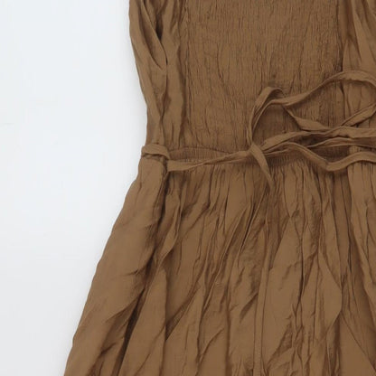 Only Womens Brown Polyester A-Line Size M V-Neck Pullover