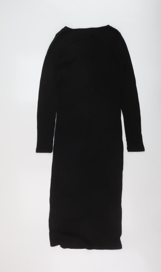 River Island Womens Black Polyester Sheath Size 10 Square Neck Pullover