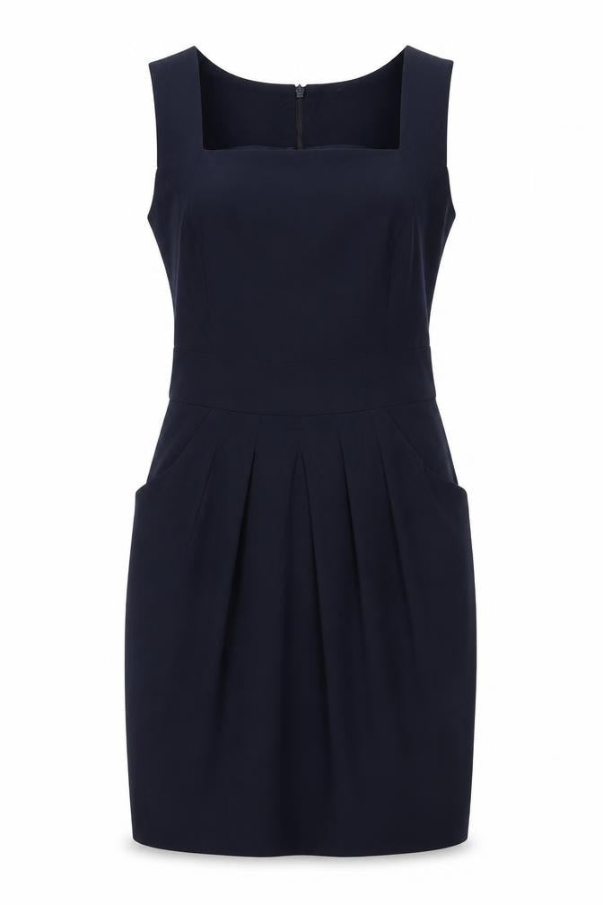 Dorothy Perkins Womens Blue Polyester Mini Size 8 Square Neck Zip