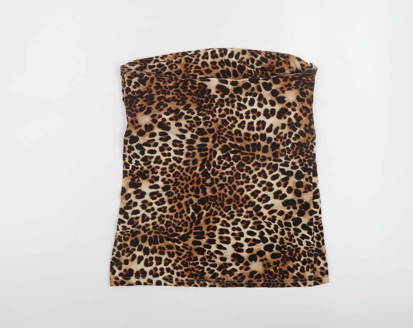 H7m Womens Brown Animal Print Cotton Basic Tank Size L Square Neck