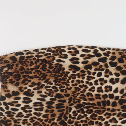 H7m Womens Brown Animal Print Cotton Basic Tank Size L Square Neck