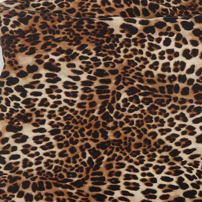 H7m Womens Brown Animal Print Cotton Basic Tank Size L Square Neck