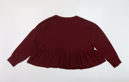 New Look Womens Red Polyester Basic Blouse Size S Round Neck