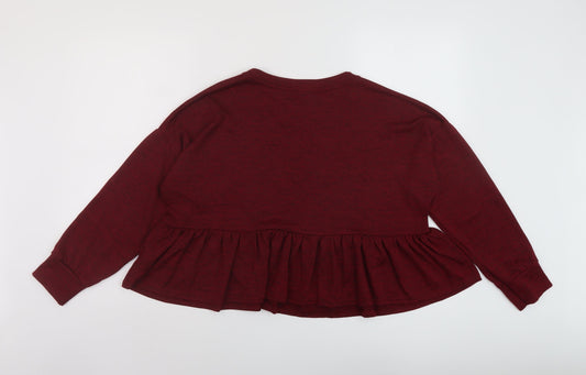 New Look Womens Red Polyester Basic Blouse Size S Round Neck