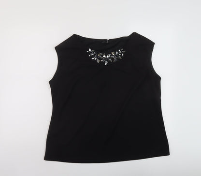 Womens UK Size 20 Roman Black Basic T-Shirt