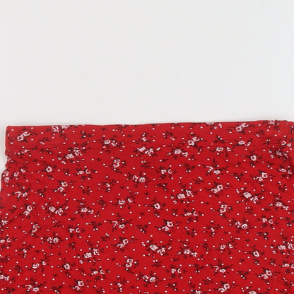 PRETTYLITTLETHING Womens Red Floral Viscose A-Line Skirt Size 10