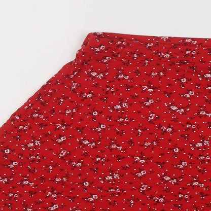 PRETTYLITTLETHING Womens Red Floral Viscose A-Line Skirt Size 10
