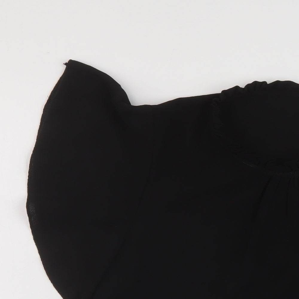 Boohoo Womens Black Polyester Basic Blouse Size 8 Round Neck