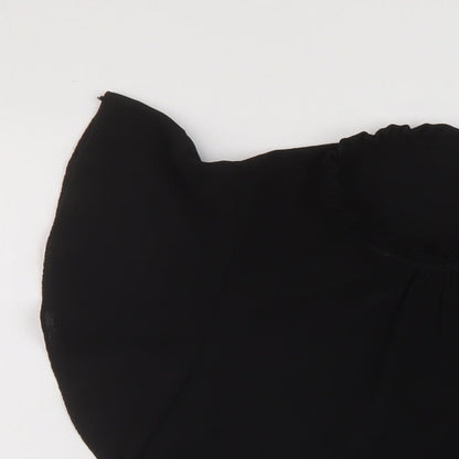 Boohoo Womens Black Polyester Basic Blouse Size 8 Round Neck