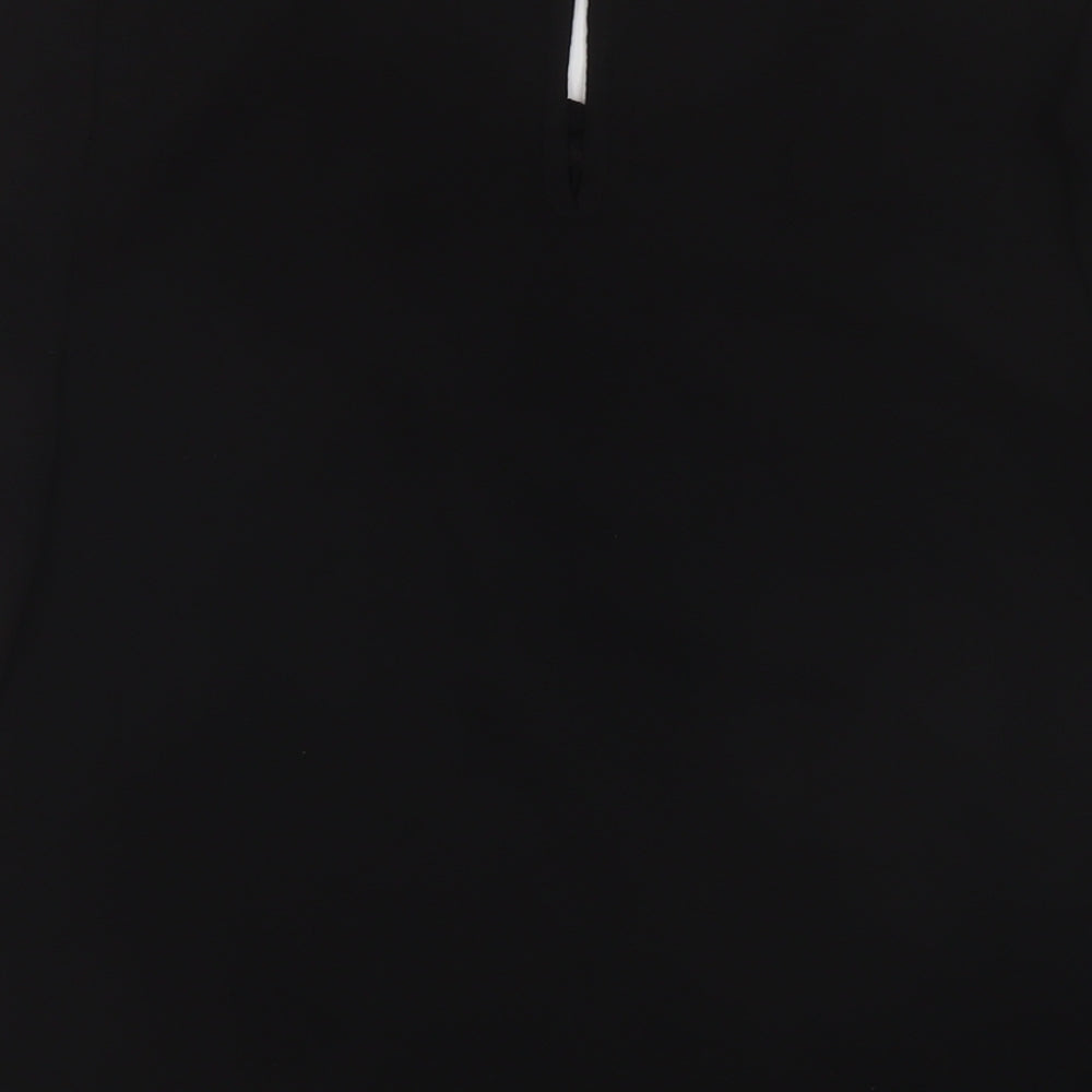 Boohoo Womens Black Polyester Basic Blouse Size 8 Round Neck