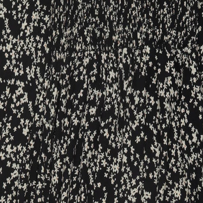 Missguided Womens Black Floral Polyester A-Line Size 8 Square Neck Pullover