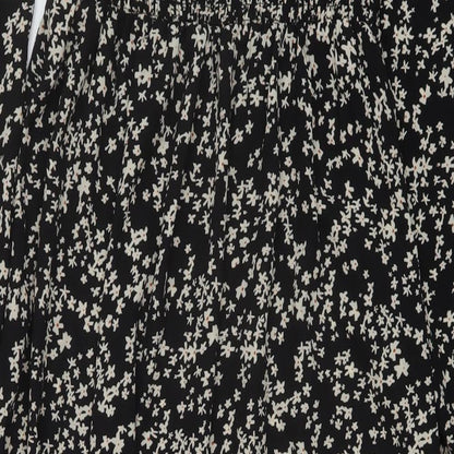 Missguided Womens Black Floral Polyester A-Line Size 8 Square Neck Pullover