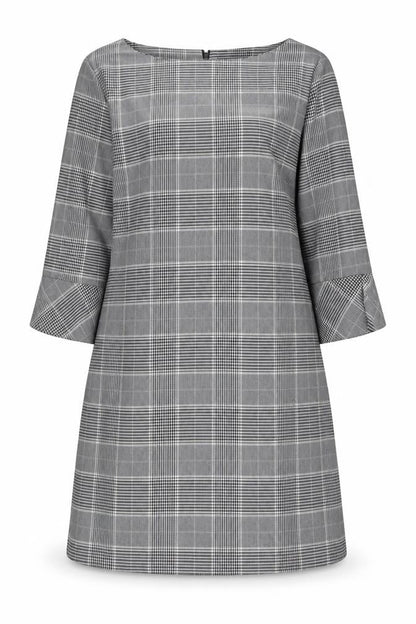 H&M Womens Grey Plaid Polyester A-Line Size 14 Round Neck Zip