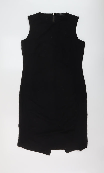 NEXT Womens Beige Polyester Sheath Size 16 Round Neck Zip