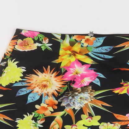 Miss Selfridge Womens Multicoloured Floral Polyester Mini Skirt Size 6 Zip