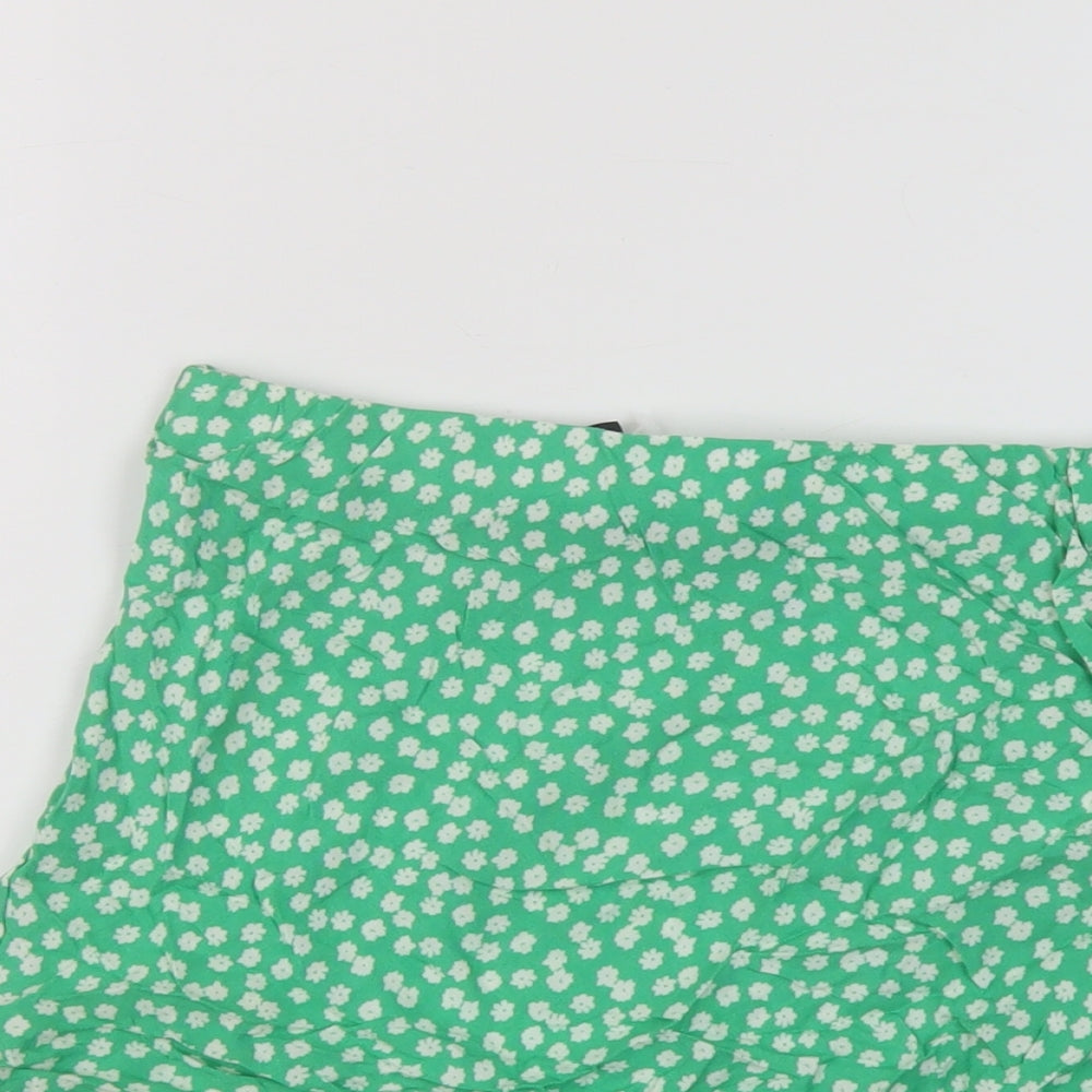 New Look Womens Green Floral Viscose Mini Skirt Size 6