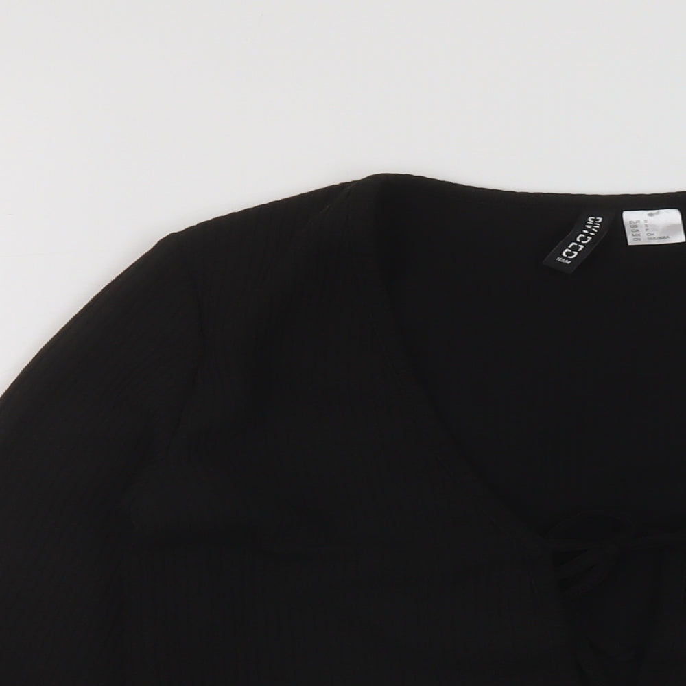 Womens UK Size S H&M Black Wrap Blouse