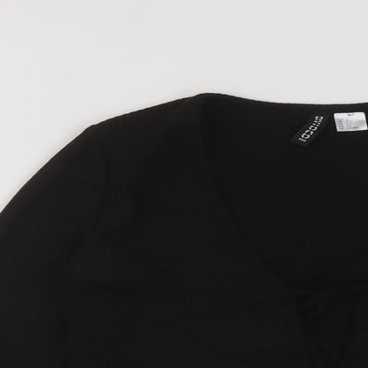 Womens UK Size S H&M Black Wrap Blouse