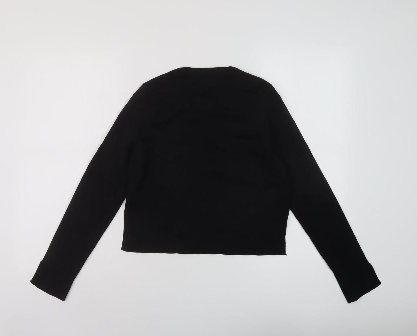 Zaa Womens Black Round Neck Polyester Cardigan Jumper Size M