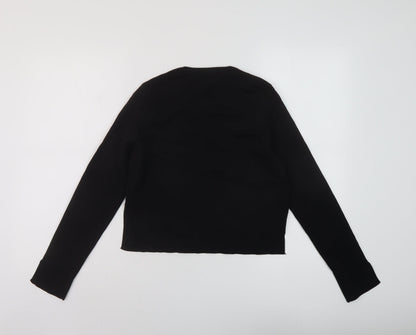Zaa Womens Black Round Neck Polyester Cardigan Jumper Size M
