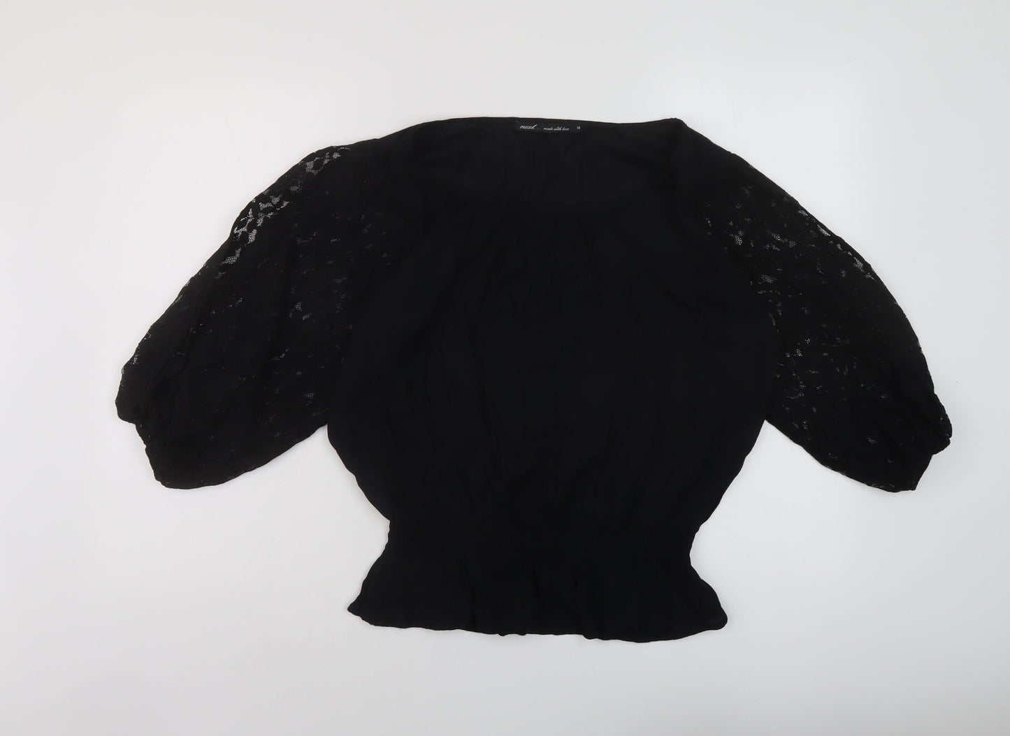 Womens UK Size 14 NEXT Black Basic Blouse