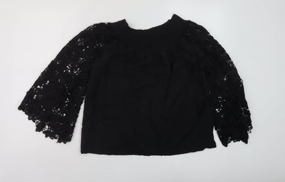 Care You Womens Black Cotton Basic Blouse Size S Square Neck