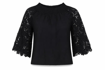 Care You Womens Black Cotton Basic Blouse Size S Square Neck