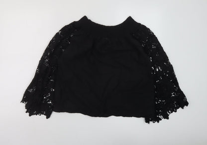 Care You Womens Black Cotton Basic Blouse Size S Square Neck