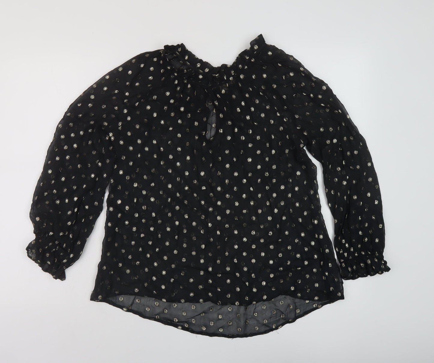 Womens UK Size S Velvet Black Basic Blouse