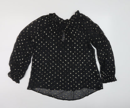 Womens UK Size S Velvet Black Basic Blouse