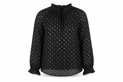 Womens UK Size S Velvet Black Basic Blouse