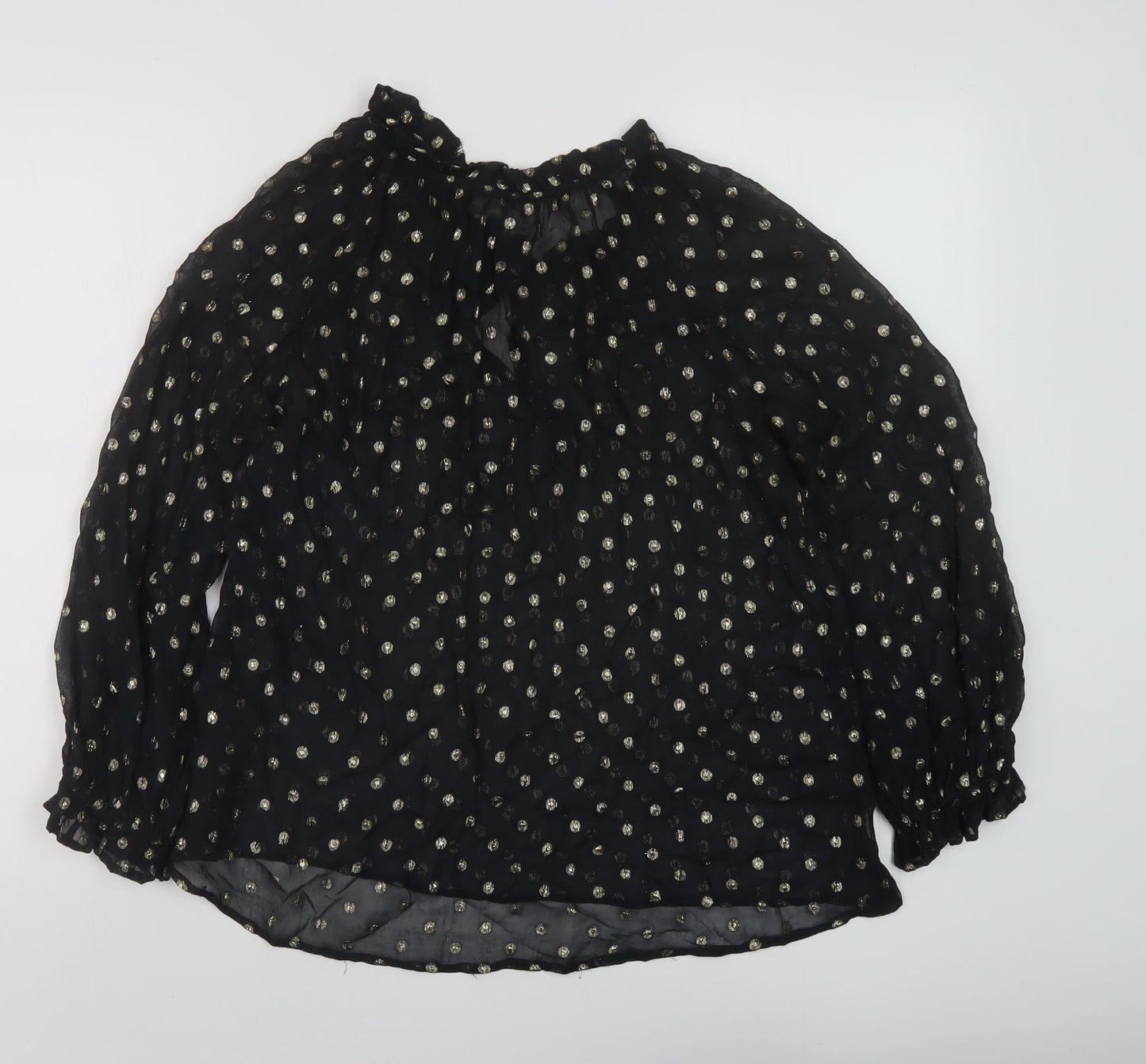 Womens UK Size S Velvet Black Basic Blouse