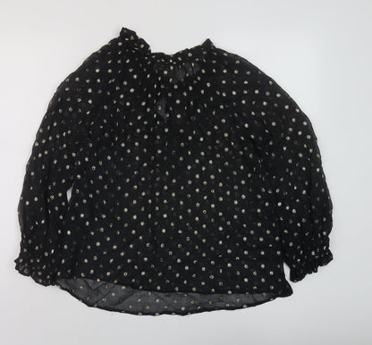 Womens UK Size S Velvet Black Basic Blouse
