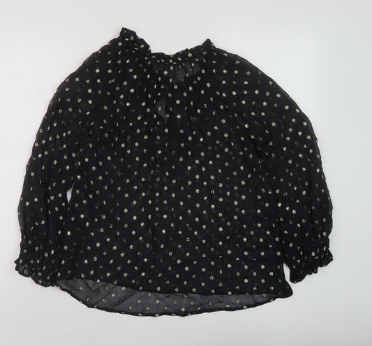 Womens UK Size S Velvet Black Basic Blouse