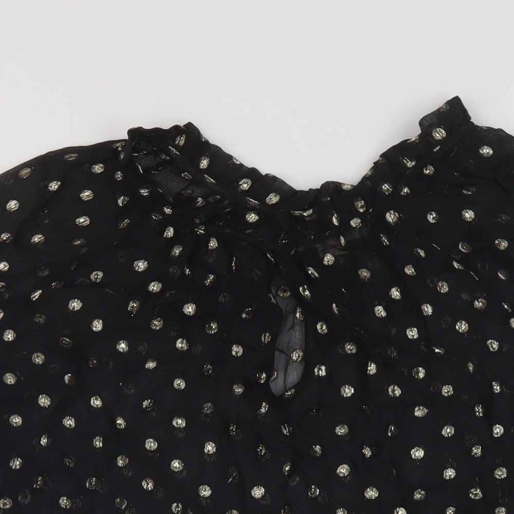 Womens UK Size S Velvet Black Basic Blouse